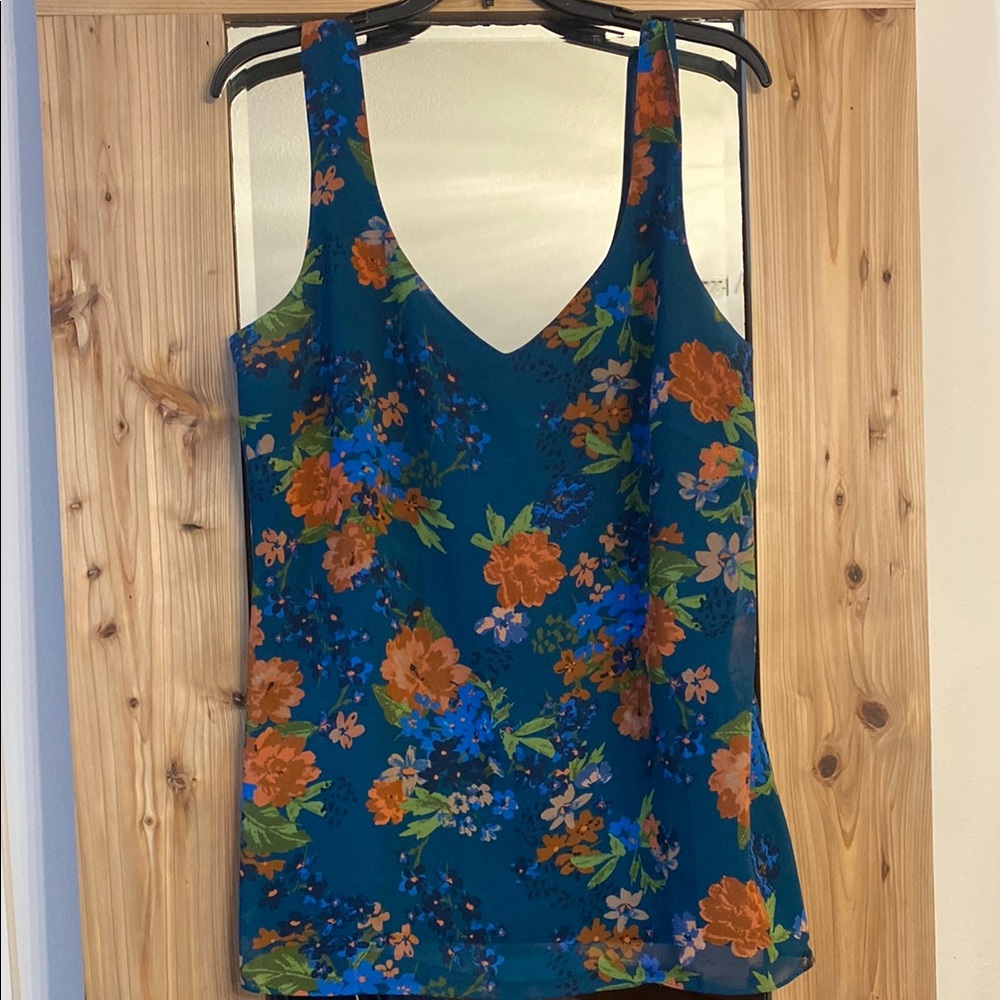 CAbi Teal Floral Camisole Tank Top